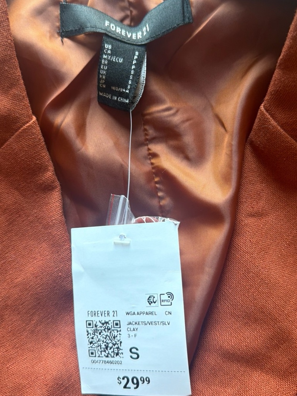 Forever 21 Clay Orange Blazer Jacket